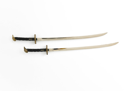 Samurai sword model on the white screenの写真素材