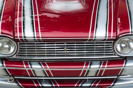 Photographed details on the cars during the exhibition of vintage cars.の写真素材