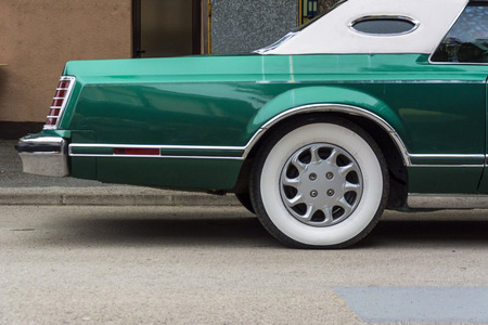 Photographed details on the cars during the exhibition of vintage cars.の写真素材