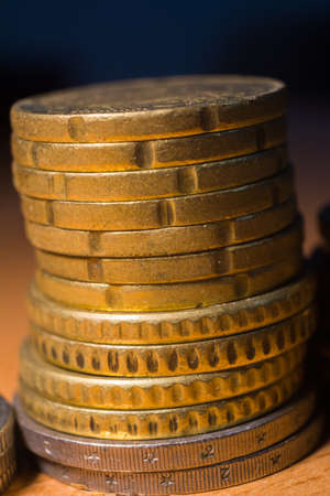 Coins stacked on top of each other.の写真素材