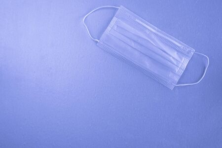 medical gauze antiviral mask, simple, blue color, copyspaceの写真素材
