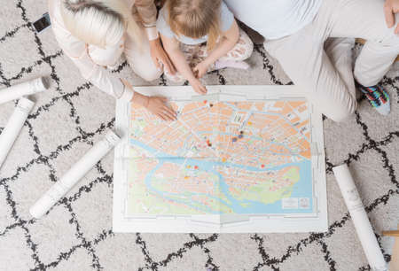 family plays a board game all togetherのeditorial素材