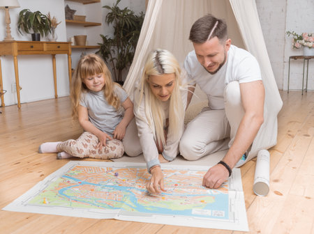 family plays a board game all togetherのeditorial素材