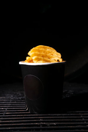 selective focus, French fries with saltの写真素材