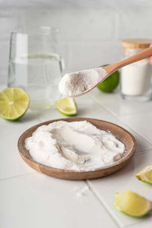 selective focus. collagen in the form of powderの写真素材