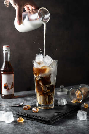 a glass of cold coffeeの写真素材