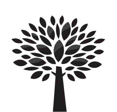 Stylized vector tree. Black and whiteのイラスト素材