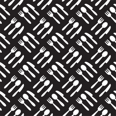 Fork spoon knife pattern. Black and whiteのイラスト素材