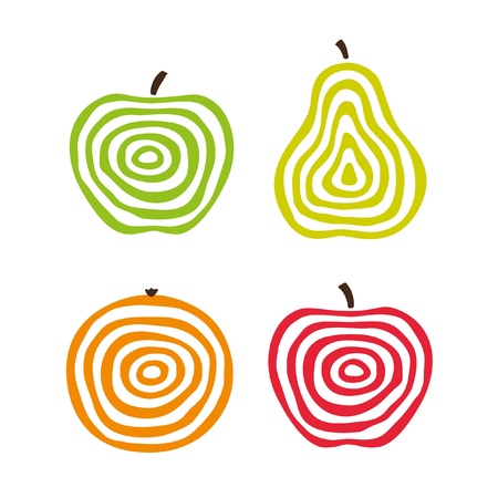 Stylized fruit icons.のイラスト素材