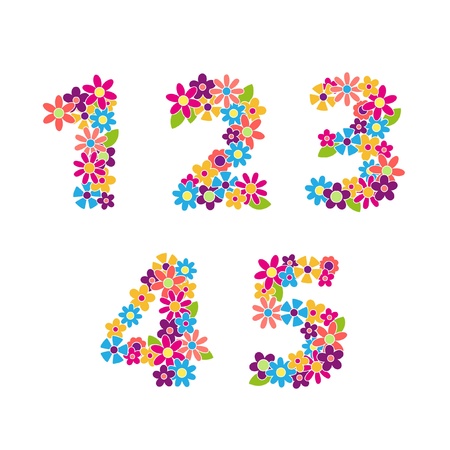 Beautiful floral numbers  Vectorのイラスト素材