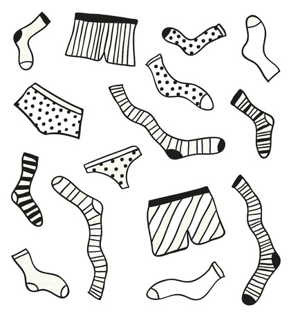 Hand drawn doodle underwear elements  Vector illustrationのイラスト素材