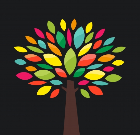 Stylized tree with color leavesのイラスト素材