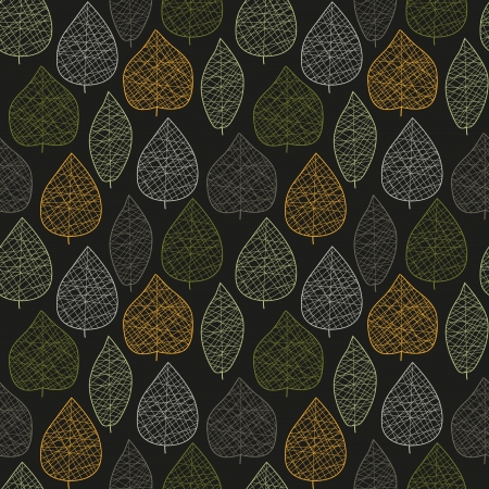 Seamless stylized dark leaf pattern  illustrationのイラスト素材