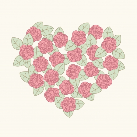 Beautiful rpmantic card  Flower heart  Vector illustrationのイラスト素材