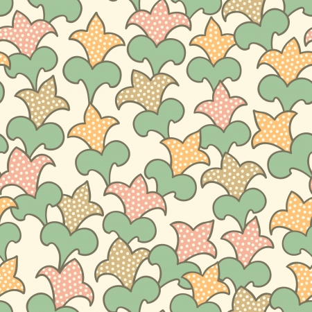 Seamless color stylized pattern with flowersのイラスト素材