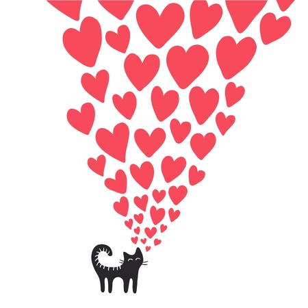 Cute card with cat in love.  illustrationのイラスト素材
