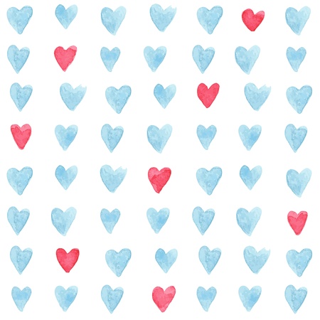 Stylish pattern with watercolor hearts.illustration