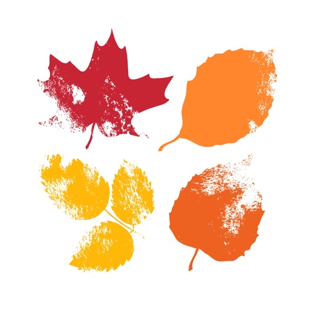 Beautiful color grunge autumn leaves. Vector illustrationのイラスト素材