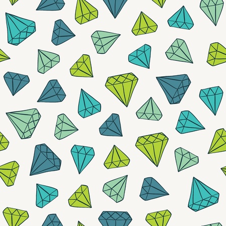 Seamless pattern with hand drawn color gemsのイラスト素材