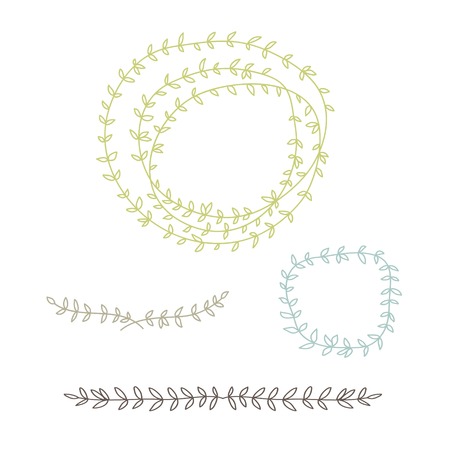 Set of stylish leaves elements  Vector illustrationのイラスト素材
