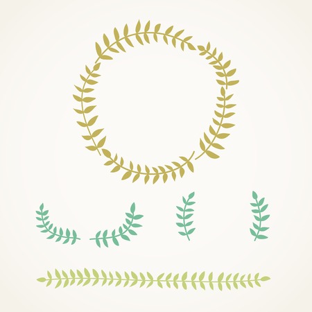 Set of stylish leaves elements. Vector illustrationのイラスト素材
