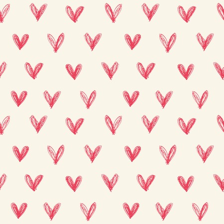Seamless pattern with hand drawn hearts. Vector
