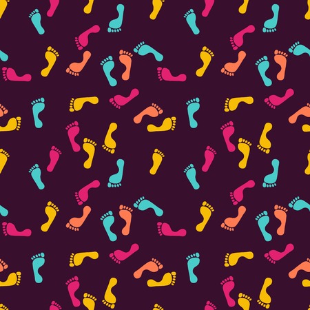Seamless pattern with color footprints. Vector illustration