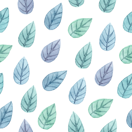 Watercolor pattern with leavesのイラスト素材