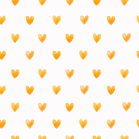 Seamless pattern with watercolor hearts