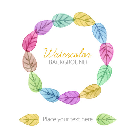 Watercolor leaves frameのイラスト素材