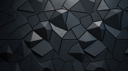 3d render of abstract geometric background with polygonal black elementsの素材