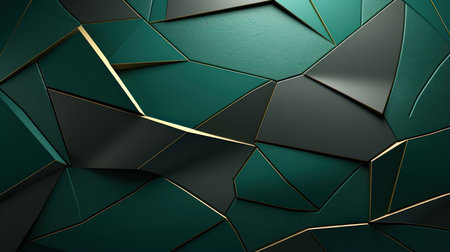 3d rendering of abstract green metallic background with golden lines. Luxury background designの素材
