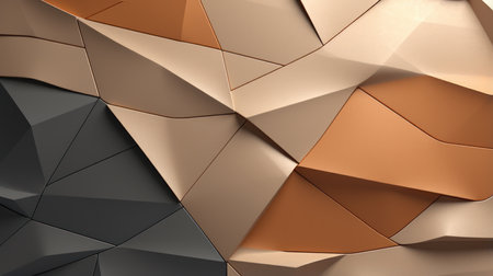 3d rendering of abstract geometric shapes in beige, black and brown colorsの素材