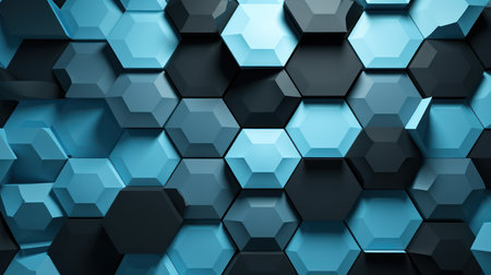 Abstract 3d rendering of hexagons. Futuristic background design.の素材