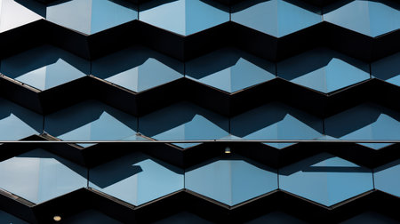 Modern architecture, detail of a modern building, blue toned.の素材