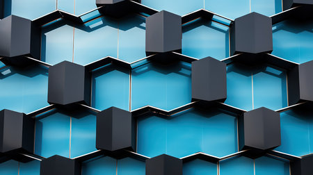 Abstract 3d rendering of hexagons. Architectural modern background.の素材