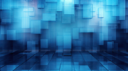 Abstract blue background with squares. 3d rendering, 3d illustration.の素材