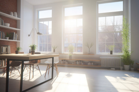 Modern bright interiors apartment. 3d rendered illustration mockup computer generated imageの素材