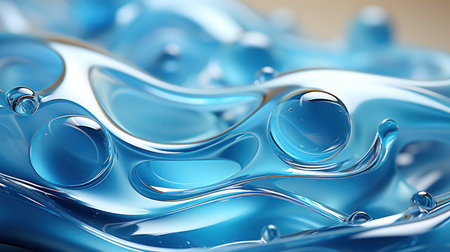 3d illustration of abstract blue liquid background. Beautiful water surface.の素材