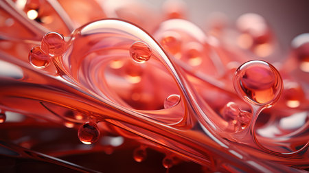 3d rendering of abstract background with liquid drops in red color.の素材