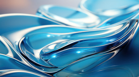 Abstract blue background with smooth lines. 3d rendering, 3d illustration.の素材