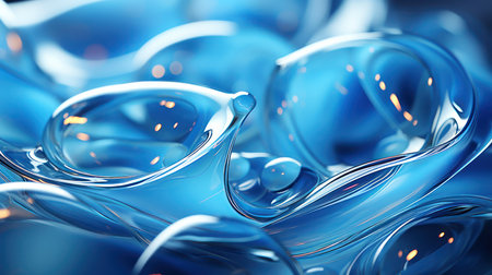 3d rendering of water drops in blue background. 3d illustration.の素材