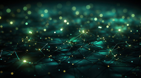 Abstract technology background. Network connection structure with particles. 3d renderingの素材