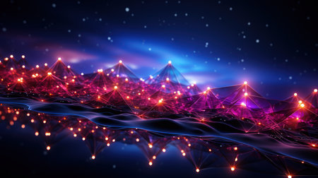 Abstract polygonal space low poly dark background with connecting dots and lines. Connection structure. 3d renderingの素材