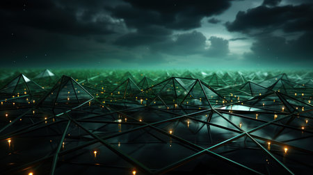 3d render of abstract technology background with polygonal structures.の素材