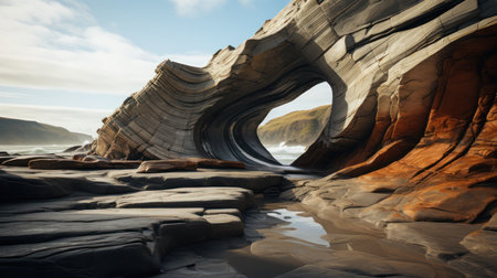 Beautiful view of the sandstone cliffs on the Atlantic Ocean coast.の素材