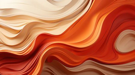 3d rendering of abstract background with smooth wavy lines in orange colorsの素材