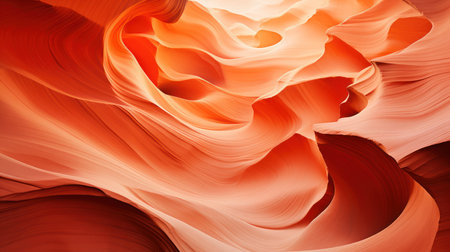 Close-up of red and orange sandstone layers in Antelope Canyonの素材