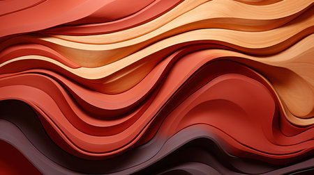 3d rendering of abstract wavy background in orange and brown colorsの素材