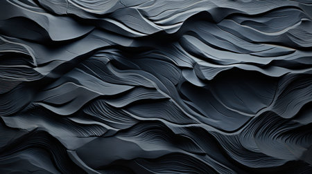 Abstract black wavy background. 3d rendering, 3d illustration.の素材